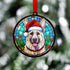 German Shepherd White in Santa Hat Suncatcher Decoration